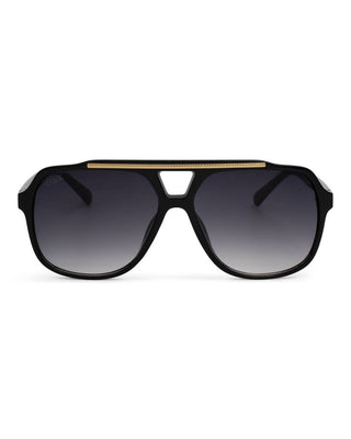 DAX Astrid Black oversized aviator sunglasses