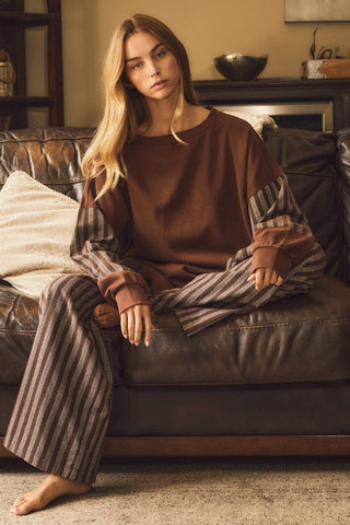 Slow Sunday Cocoa Stripe Terry Set