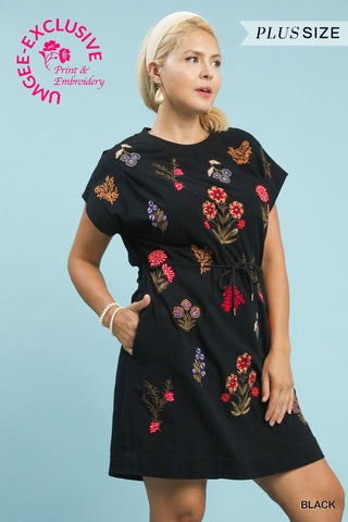 The Midnight Garden Embroidered Dress – Black