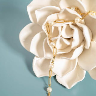Hey Beautiful Golden Grace Pearl Chain Bracelet -Waterproof & Tarnish Free