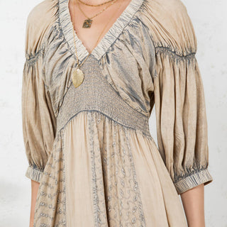 Vintage Soul Embroidered Patchwork High-Low Midi Dress