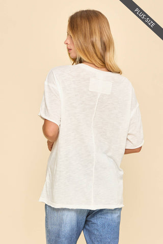 Andree by Unit PLUS SIZE Soft Cotton Short Sleeve Top – Mint,White & Blue