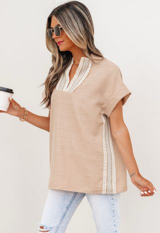 Luke & Estelle Sandbar Lace Trim Shift Top
