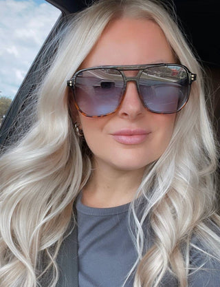 DAX Skye Black oversized aviator sunglasses