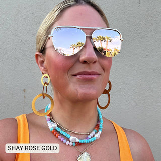 DAX Shay Rose Gold Polarized Aviator Sunglasses