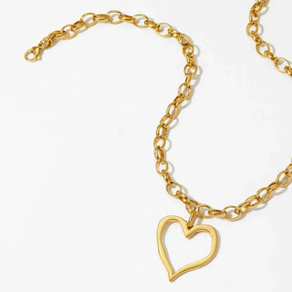 Hey Beautiful – 18K Gold Plated Tarnish-Resistant Open Heart Necklace (Gold Tone)