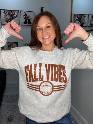 Fall Vibes Retro Pumpkin Crew Neck