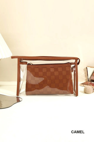 ClearView Chic—2-Piece Textured Travel Pouch Set