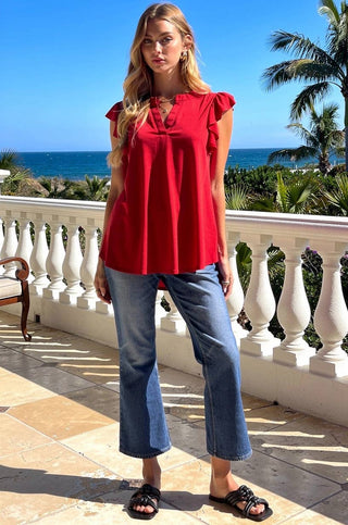 Dear Scarlett Lizzy Flutter-Sleeve Top