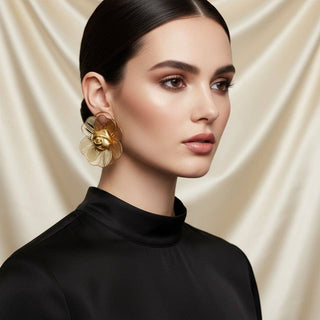 The Golden Bloom Statement Stud Earrings