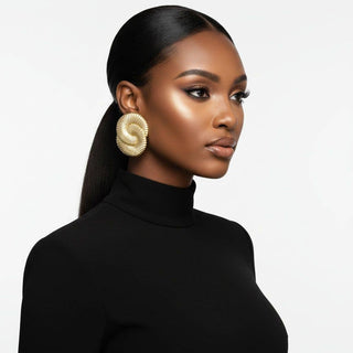 The Sculpted Spiral Statement Earrings – Gold