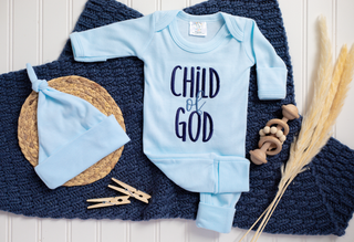 Wonderfully Made Child of God Embroidered Baby Romper - Blue