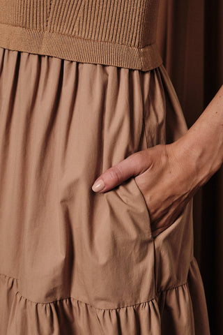 Sunday Edition by LE LIS | Mock Neck Tiered Midi Dress