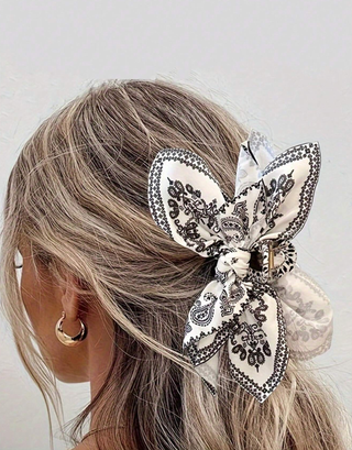 Paisley Scarf Bow Hair Clip