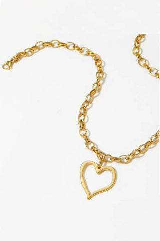Hey Beautiful – 18K Gold Plated Tarnish-Resistant Open Heart Necklace (Gold Tone)