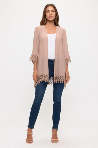 The Coastal Lace Kimono – Ivory & Taupe
