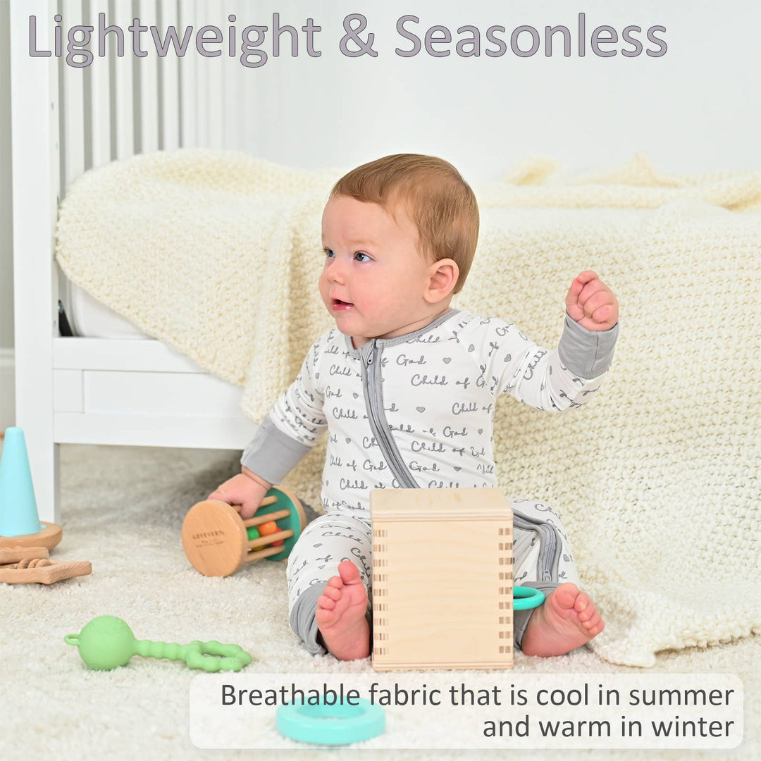 Child Of God Baby Bamboo Pajamas, 2-Way Zipper Baby Romper: 06-12 Months