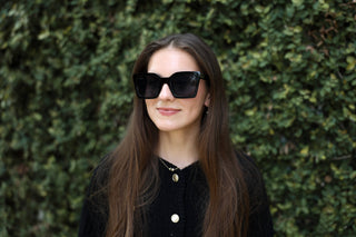 DAX Wylie Black Oversized Square Sunglasses
