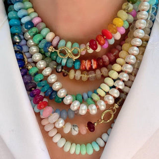 Sunlit Stone Beaded Necklace – Natural Stone & Glass