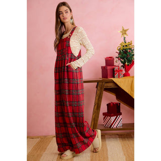 Hearthside Holly Red Tartan Overalls