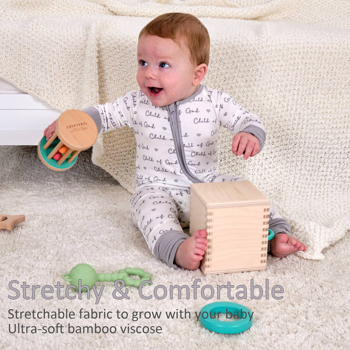 Child Of God Baby Bamboo Pajamas, 2-Way Zipper Baby Romper: 06-12 Months