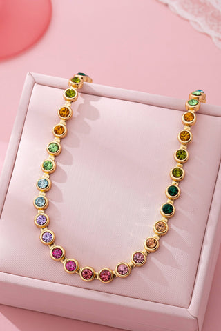 Hey Beautiful – Rainbow Bezel-Set Gemstone Tennis Necklace