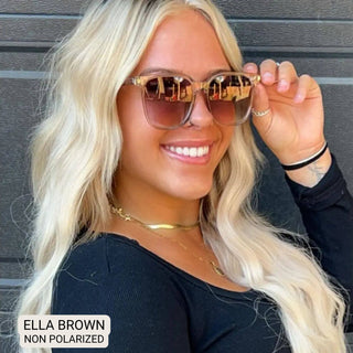 DAX Eyewear | Ella Oversized Square Sunglasses | Black, Grey & Brown UV400