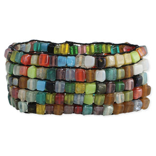 Mosaic glass bead stretch bracelet, alternate view