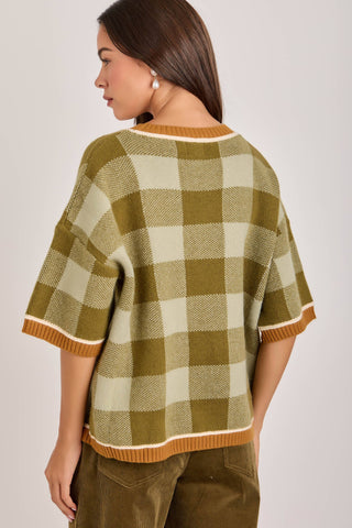 Orchard Gingham Drop Shoulder Sweater