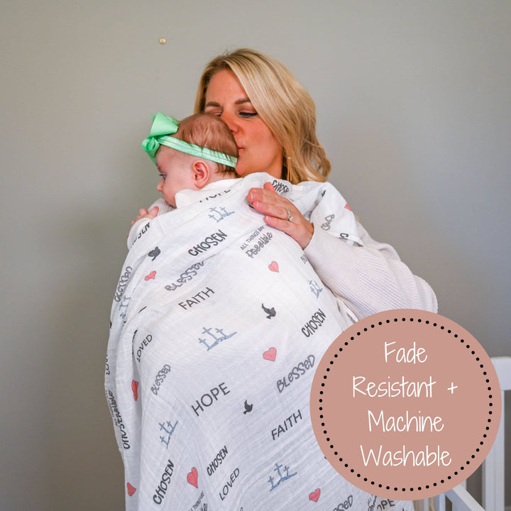 All Things Possible Muslin Swaddle Baby Blanket
