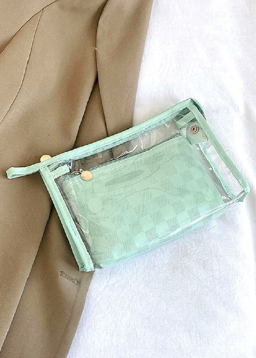 ClearView Chic—2-Piece Textured Travel Pouch Set