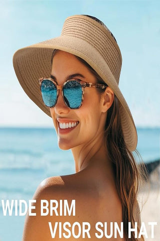 Women's Adjustable Wide-Brim Straw-Style Sun Hat