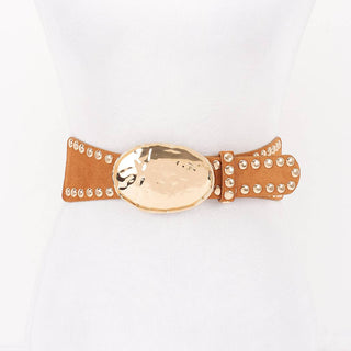 Saddle Up hammered buckle studded faux suede stretch belt