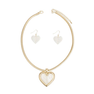 The Sweetheart Luxe Omega Necklace Set – Gold & Marble