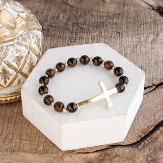 Fall Glow Cross Charm Stretch Bracelet