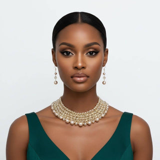 The Golden Heirloom Pearl Bib Necklace Set – Dreamy Brown