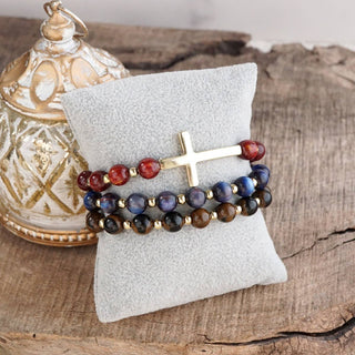 Fall Glow Cross Charm Stretch Bracelet