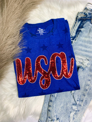 Star Spangled Sequin Appliqué USA Patriotic Graphic