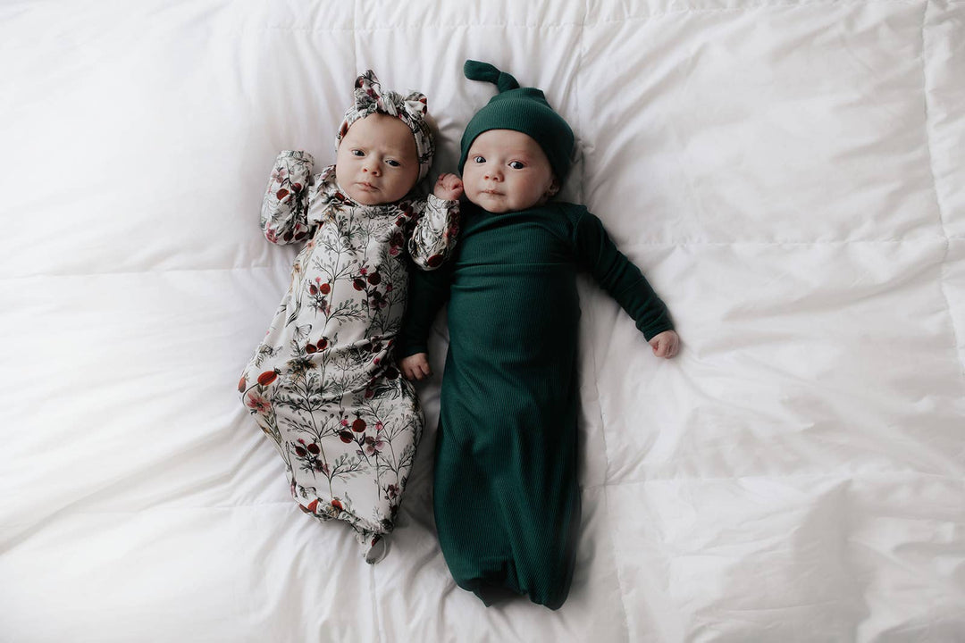 Bamboo - Ribbed Forest Green Ribbed Knotted Gown