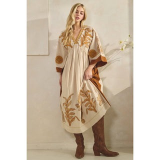 Heirloom Embroidered A-Line Maxi Dress – Cream