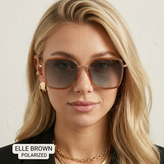 DAX Eyewear - Elle - Women's Polarized Oversized Sunglasses Brown Polarized