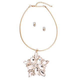 The Radiant Luxe Crystal Collar Necklace Set – Gold