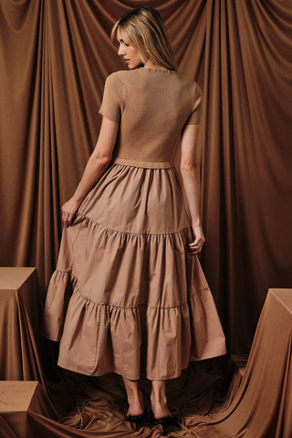 Sunday Edition by LE LIS | Mock Neck Tiered Midi Dress
