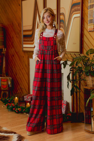 Hearthside Holly Red Tartan Overalls