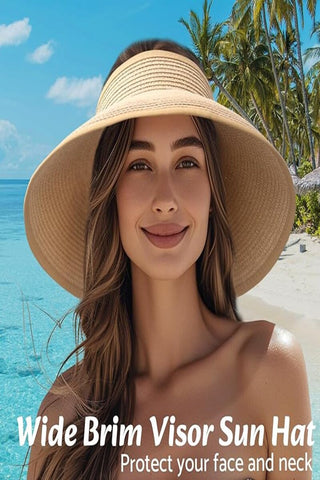 Women's Adjustable Wide-Brim Straw-Style Sun Hat