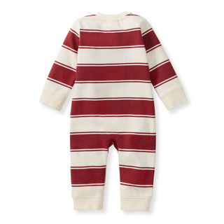 Burt's Bees Baby Rugby Peace Stripe Jumpsuit - Brick Red