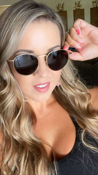 DAX Luna Small Round Sunglasses - Black & Gold
