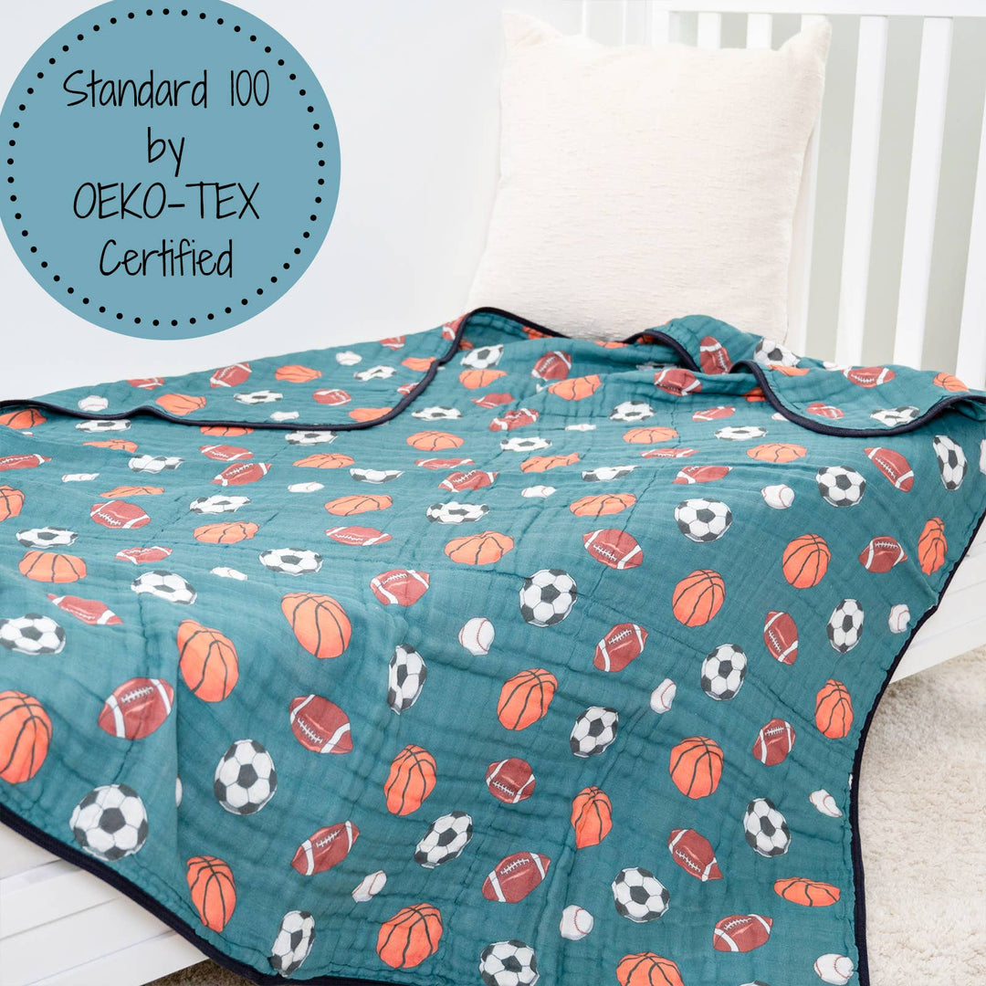 Little Athlete Sporty Theme Baby Toddler Muslin Quilt