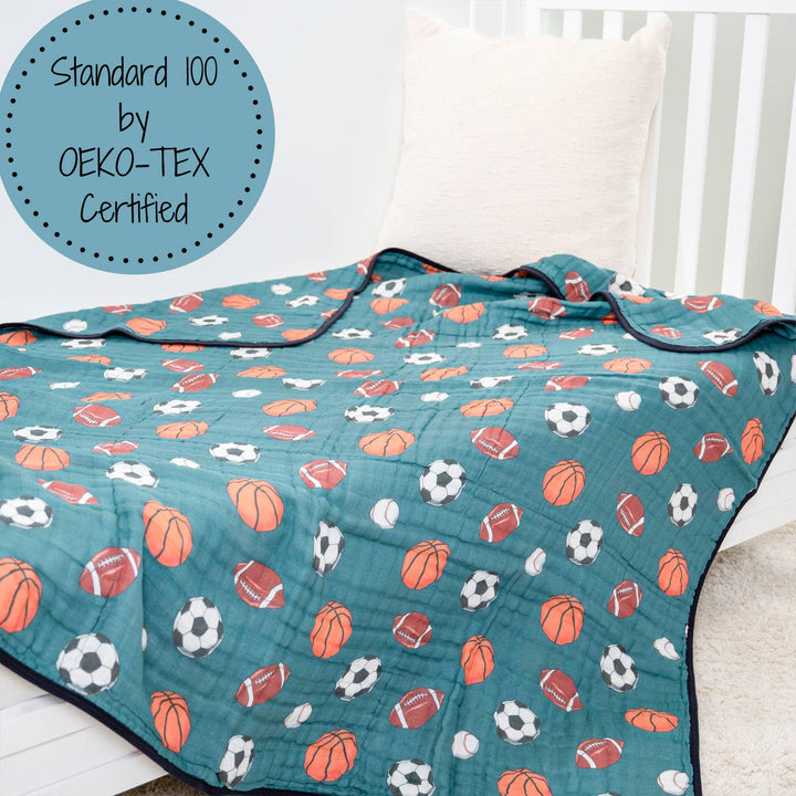 Little Athlete Sporty Theme Baby Toddler Muslin Quilt