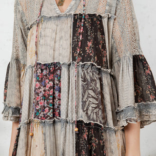 Free Spirit Patchwork Georgette Maxi Dress – Boho Western Style